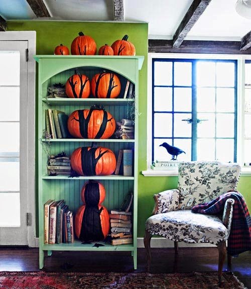 The Pumpkin Tree Book Shelf. A100718 Country LIving Halloween October 2010