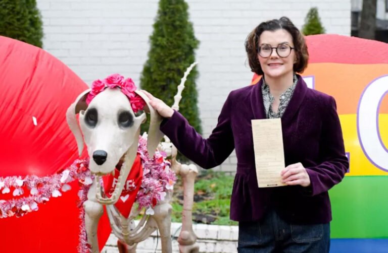 Law grad settles First Amendment suit against town that objected to her repurposed skeleton displays Law grad settles First Amendment suit against town that objected to her repurposed skeleton displays