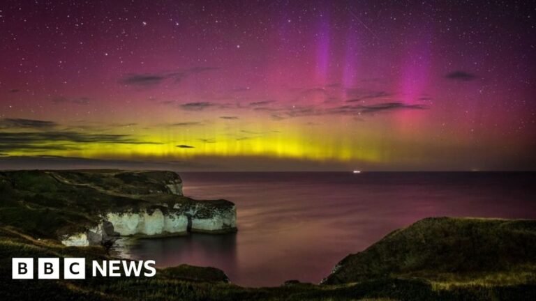 Timelapse shows Northern Lights display over North Sea