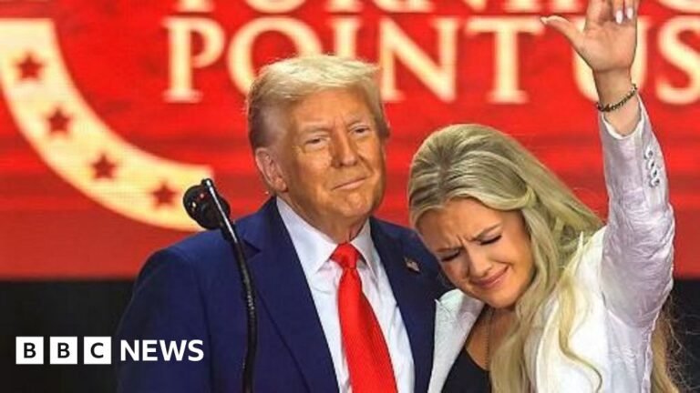Trump hails Charlie Kirk as ‘American hero’ as thousands fill memorial service