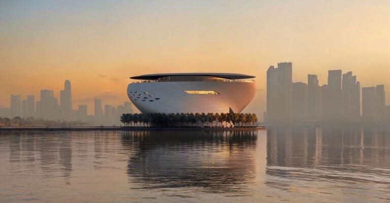 a new museum that floats above the waters of Dubai Creek a new museum that floats above the waters of Dubai Creek