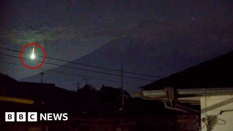 Meteor lights up sky over Japan’s Mount Fuji