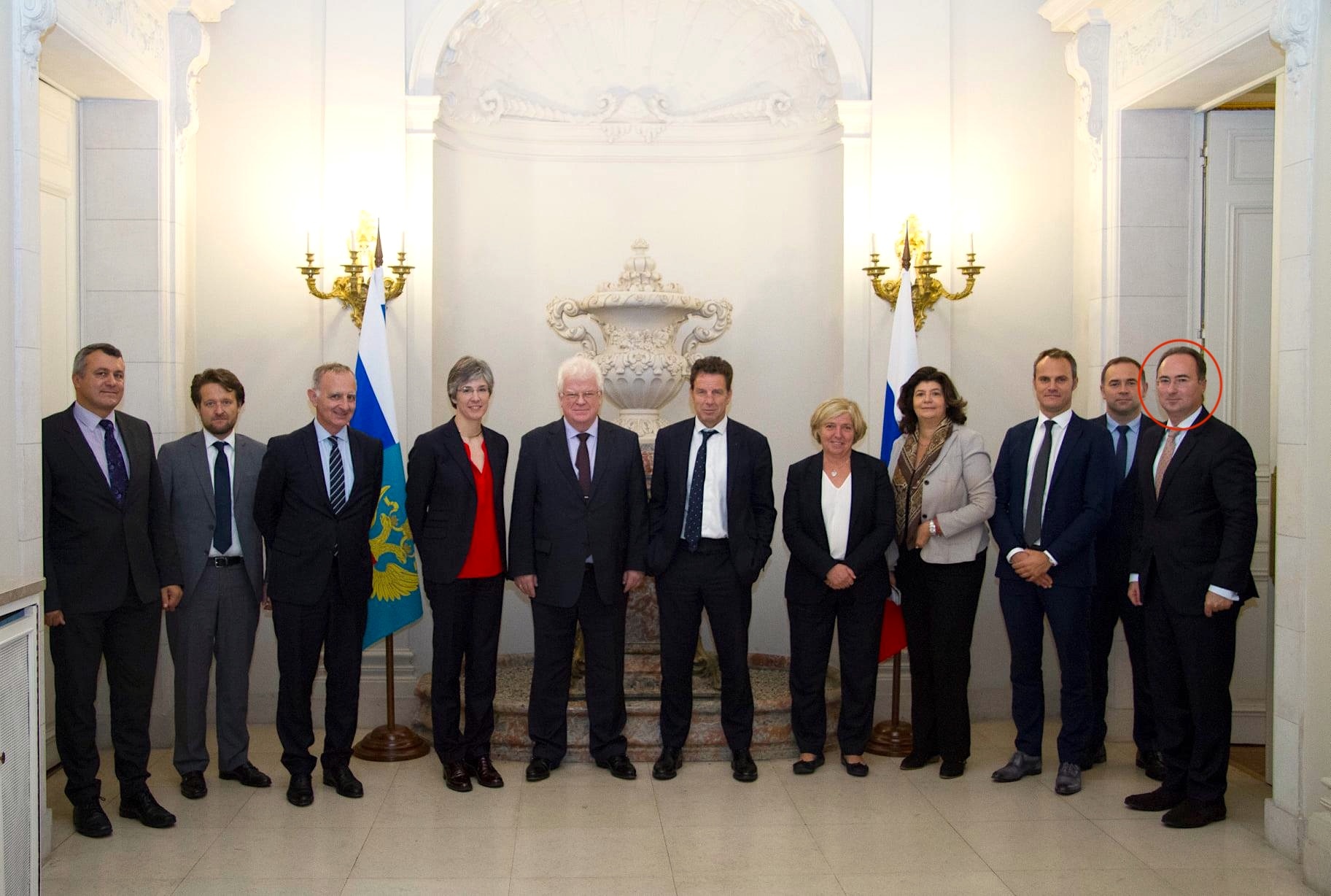 Karen Malayan (circled) at Russia’s mission to the EU