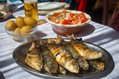 Grilled sardines in Alvor, Portugal