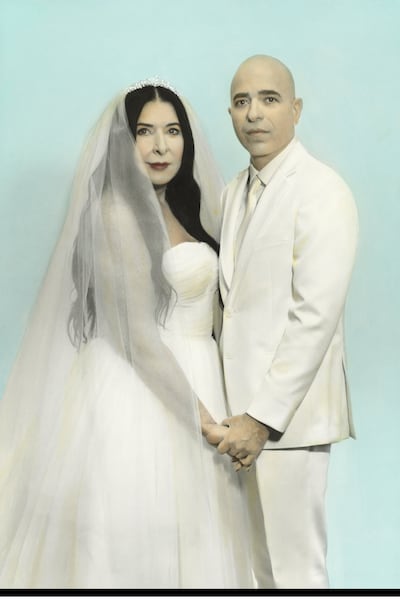 Serbian artist Marina Abramovic appears as an angelic figure alongside Nabil in his photo and video series The Room. Photo: Youssef Nabil