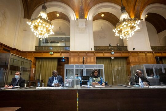 Following Uganda, the Democratic Republic of the Congo (DRC) is taking Rwanda to the International Court of Justice (ICJ). Photo: the DRC delegation during a hearing at the ICJ (The Hague).